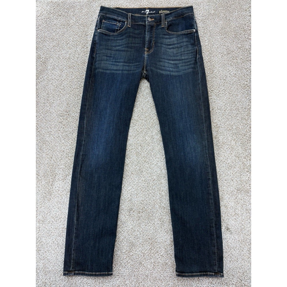 7 For All Mankind Slimmy Jeans Mens 33x33 Blue Dark Indigo Wash Slim Leg Stretch